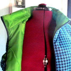 Brilliant Blue/Black Houndstooth Puffy Vest